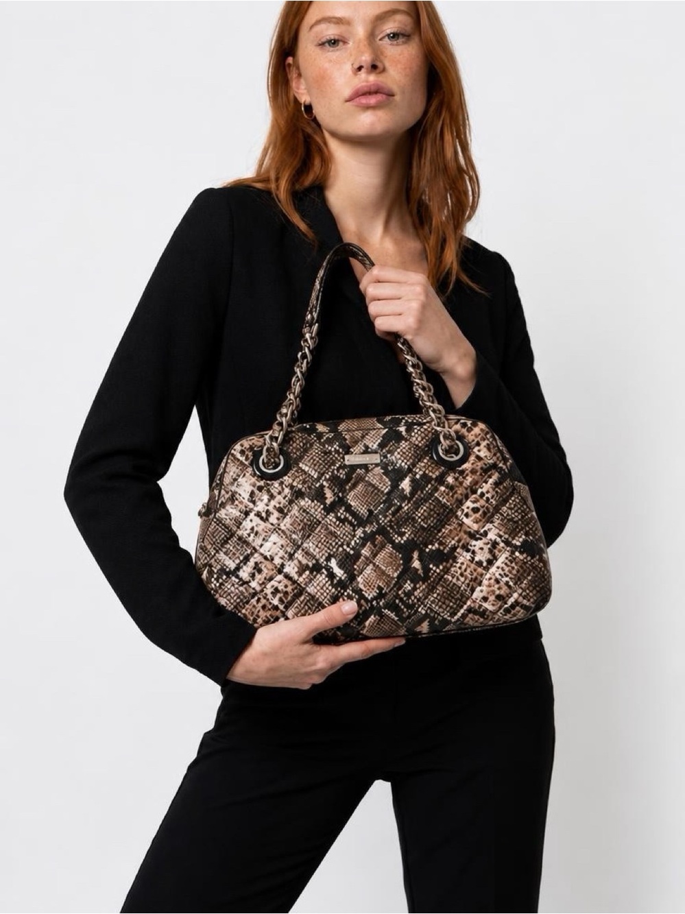 Vintage KATE SPADE Maryanne Gold Coast Quilted Snake Print
Leather Bag